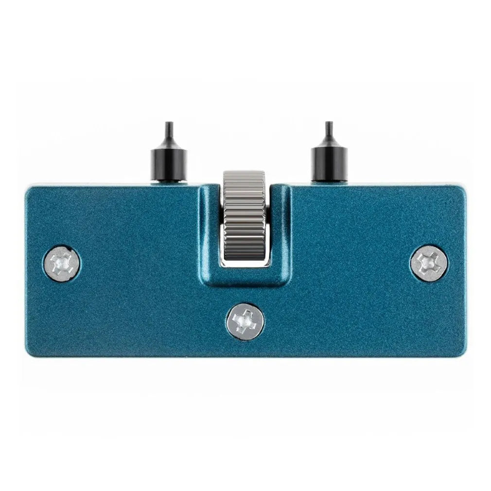 Watch repair case opener kit with plastic housing opener, yellow watch fixing base and four fixed pillars, 40 x 40 x 45mm
