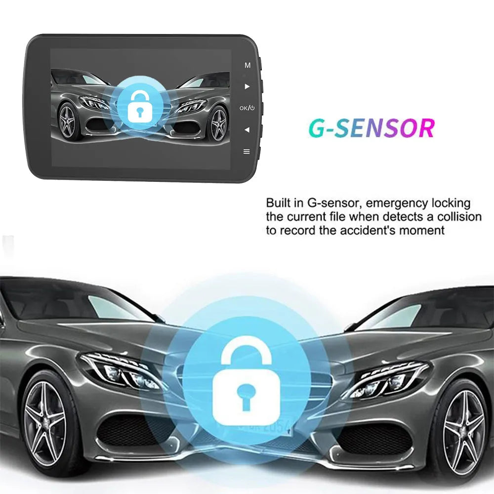 1080P Full HD dual lens driving recorder with 3.5 inch IPS screen and night vision