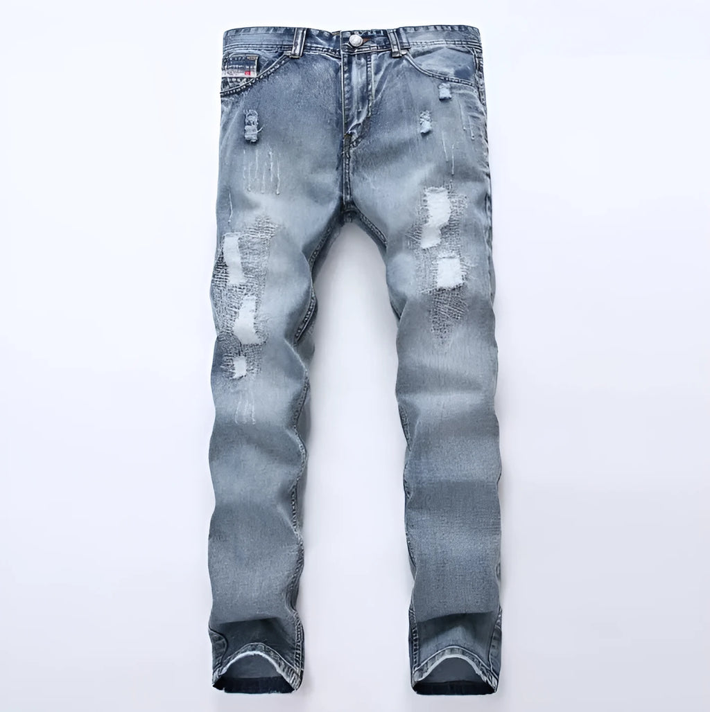 MCCKLE mens light blue ripped jeans slim fit distressed denim joggers plus size 28-42