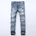 MCCKLE mens light blue ripped jeans slim fit distressed denim joggers plus size 28-42