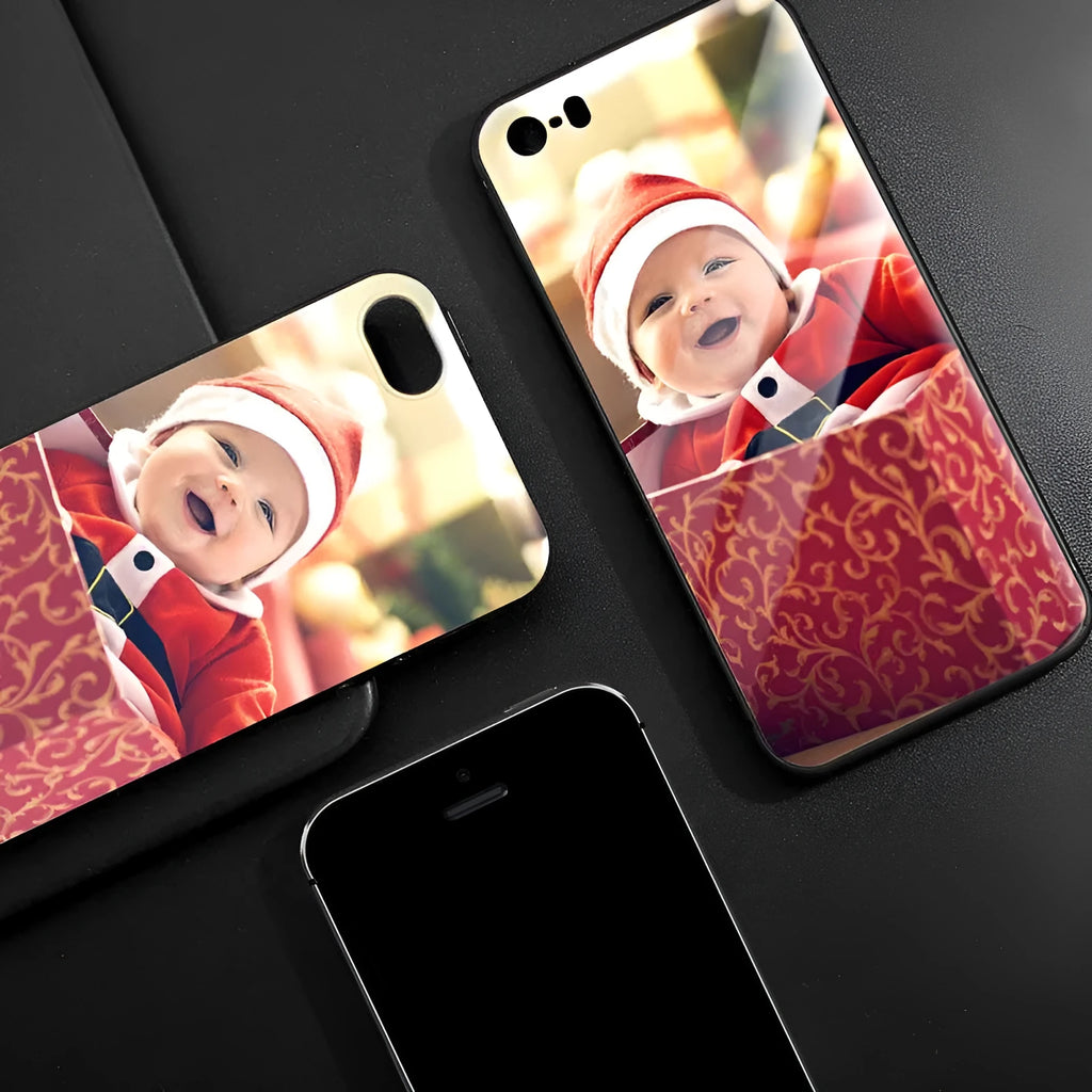 Ultra-thin patterned iPhone case with raised edges showing on a smartphone.