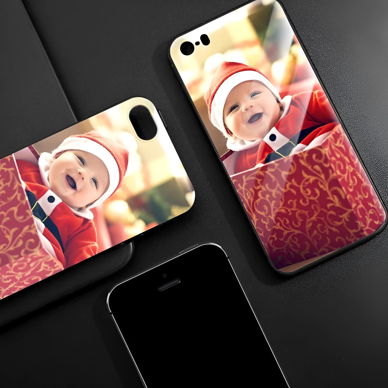 Ultra-thin patterned iPhone case with raised edges showing on a smartphone.