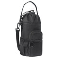 Canvas water bottle pouch with crossbody strap in black, green, or pink colour