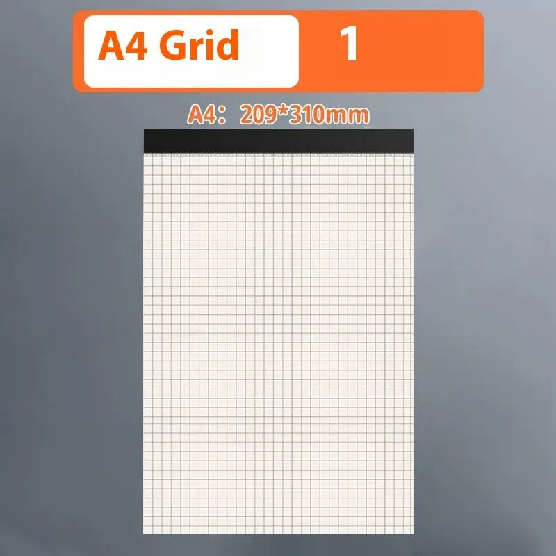 Writing pads notebook in A5, B5 and A4 sizes with blank, grid or lined pages