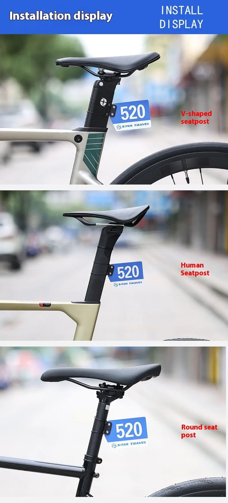 Bicycle competition number plate bracket with leather rings and tool for round tube or cracked duct mounting