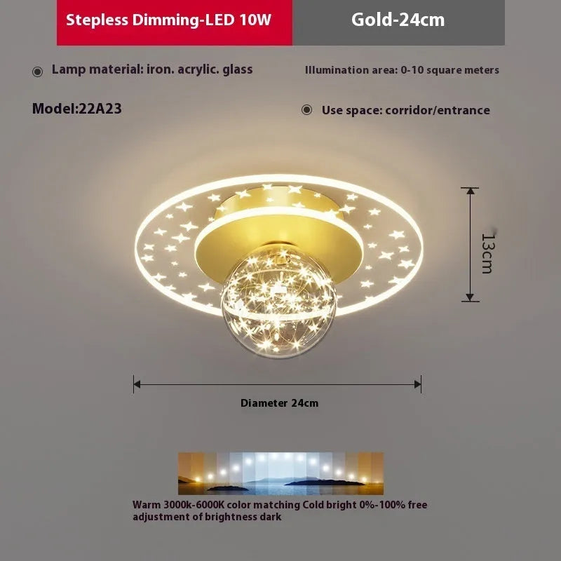 Modern simplicity corridor ceiling lamp in gold black or white with LED three-colour or white light options