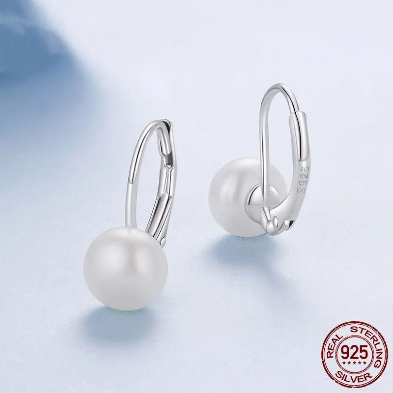 Romantic pearl earrings in 925 sterling silver for women BSE1214 colour silver tone