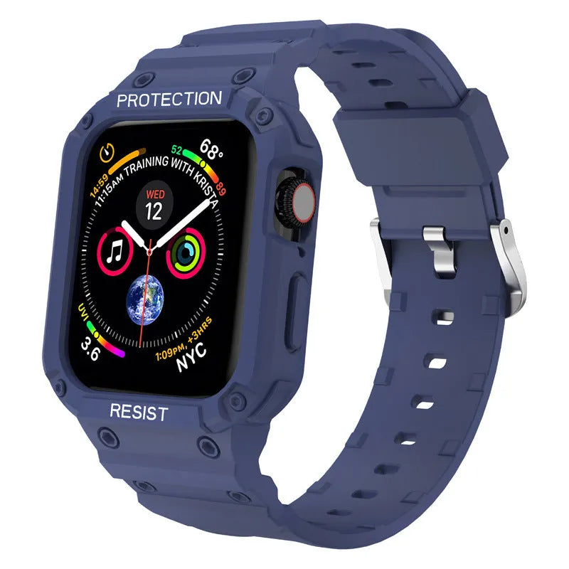 Soft TPU sport-style strap for Apple Watch Series 8 in multiple colour options on a white background.