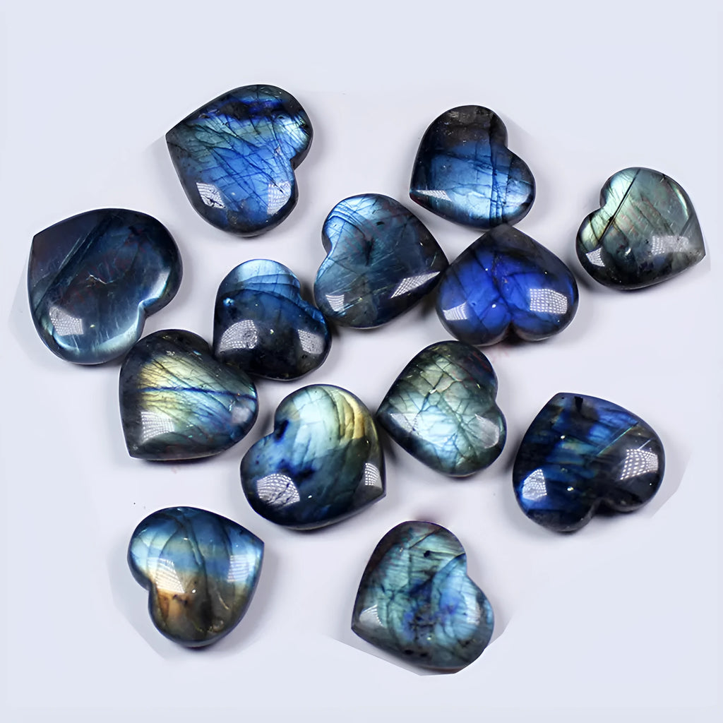 Natural feldspar heart pendant with handle play piece design in ocean blue colour