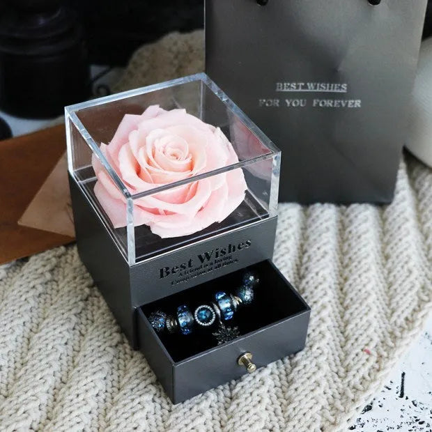 Eternal flower rose jewellery box decorative display gift packaging 8.5 cm