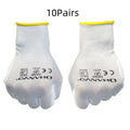 White PU coated work gloves with breathable flexible design for labour and gardening protection