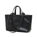 Genuine leather women's underarm shoulder bag in brown, 32x13x22cm, with sewing line detail