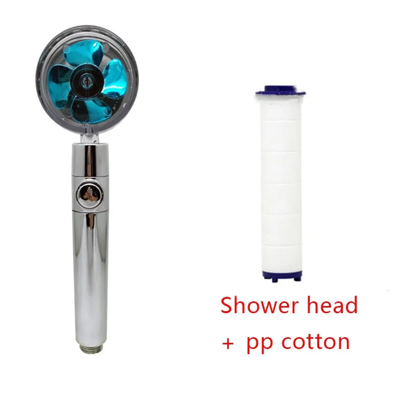 ABS water saving shower head with round head, chrome alloy finish, and 360-degree rotating joint