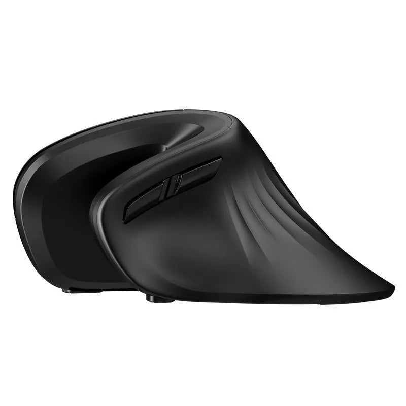 Wireless vertical mouse with 6 buttons, adjustable DPI, extended wrist rest and diamond pattern in black