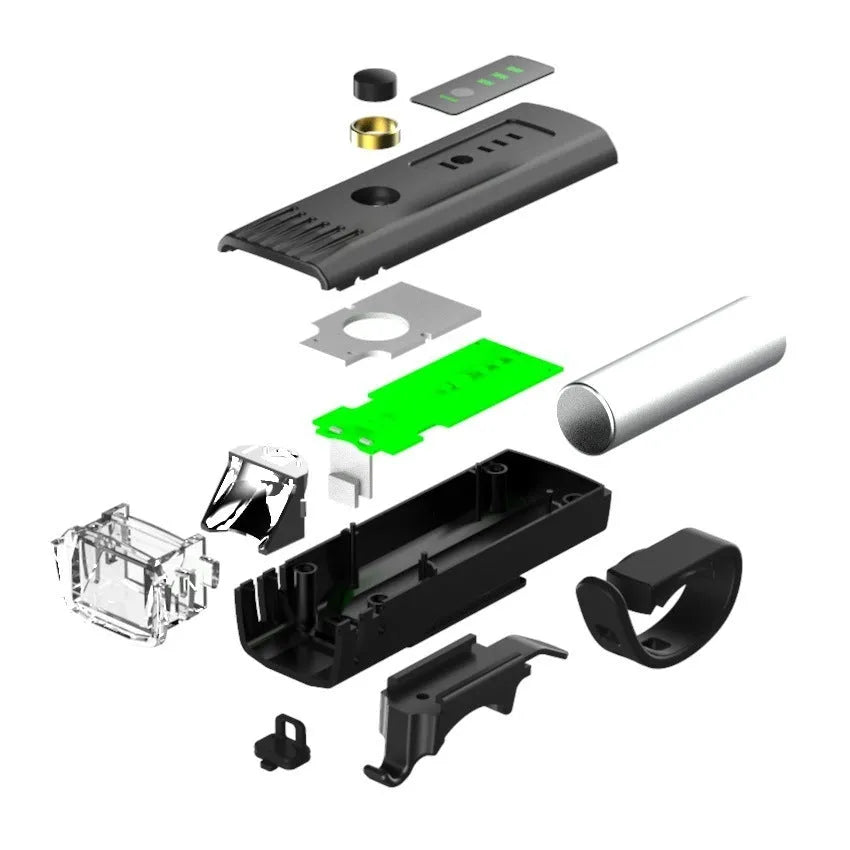 LED night bike lights set in black with built-in 1500 mAh rechargeable battery and USB charging cable