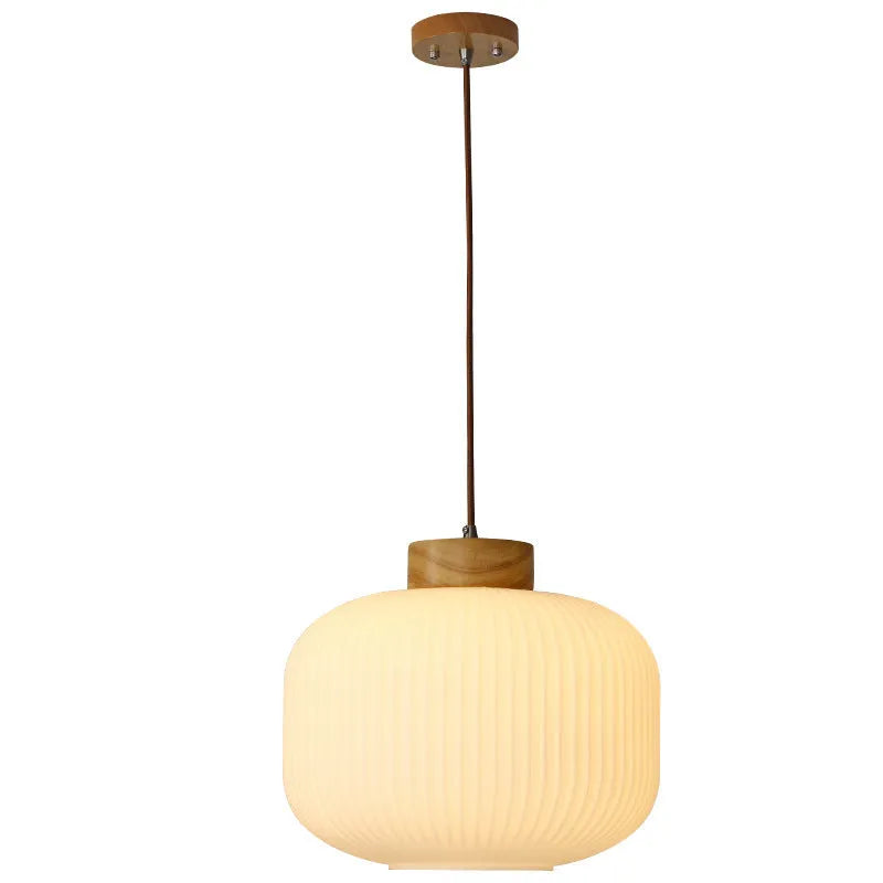 Nordic style wooden pendant ceiling light with retro design in bedroom setting