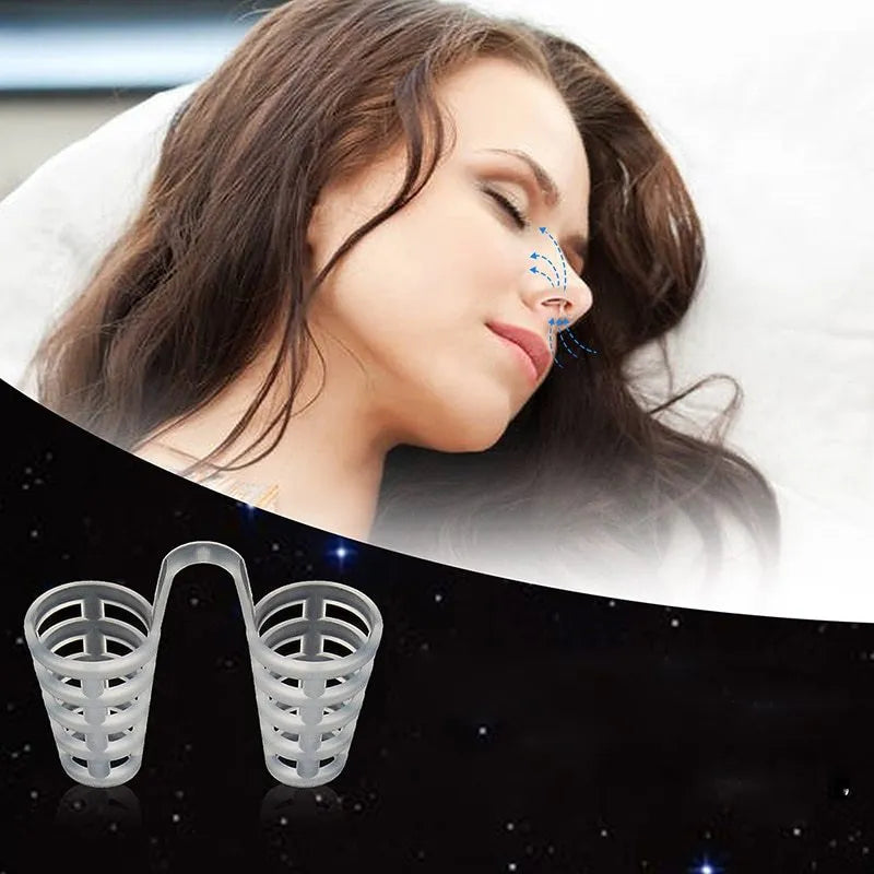 Milky white food-grade silicone anti-snoring nose clip in S, M or L size for nasal use