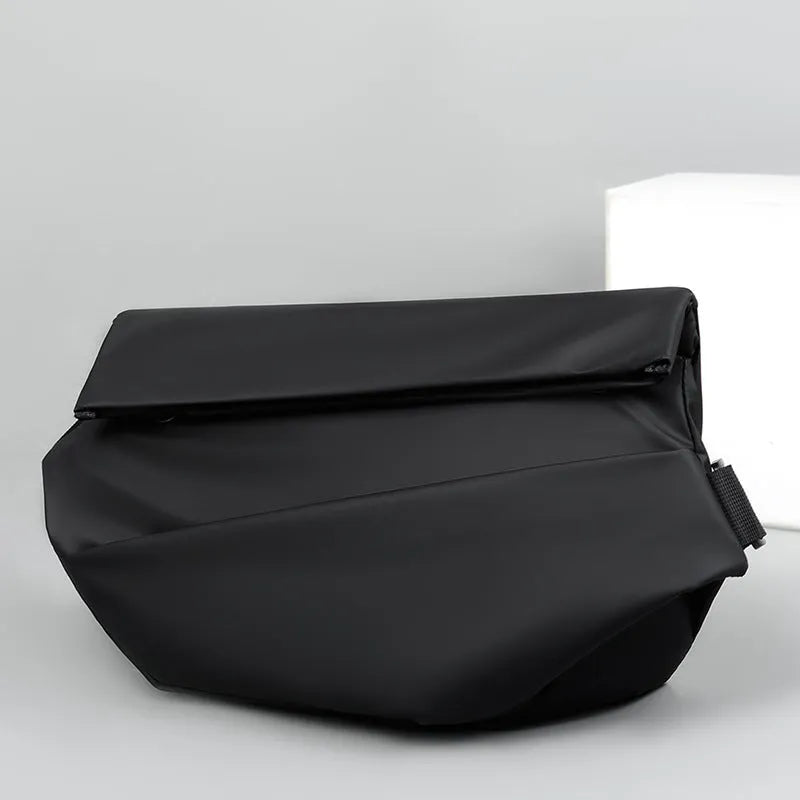 Grey medium-sized crossbody bag for men with shoulder strap and zipper opening