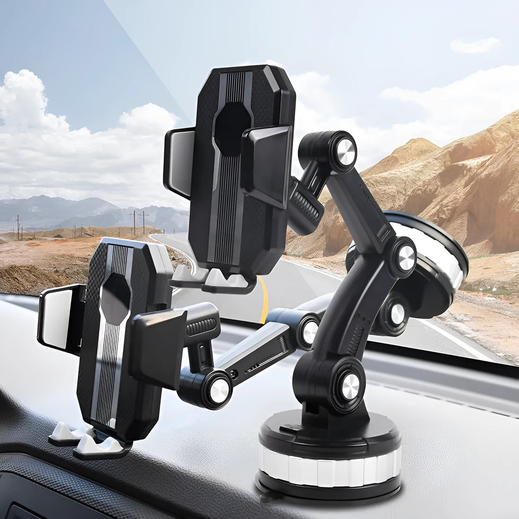 Grey suction cup rotary car phone holder with non-slip silicone pad for General Motors, 30x11.5cm