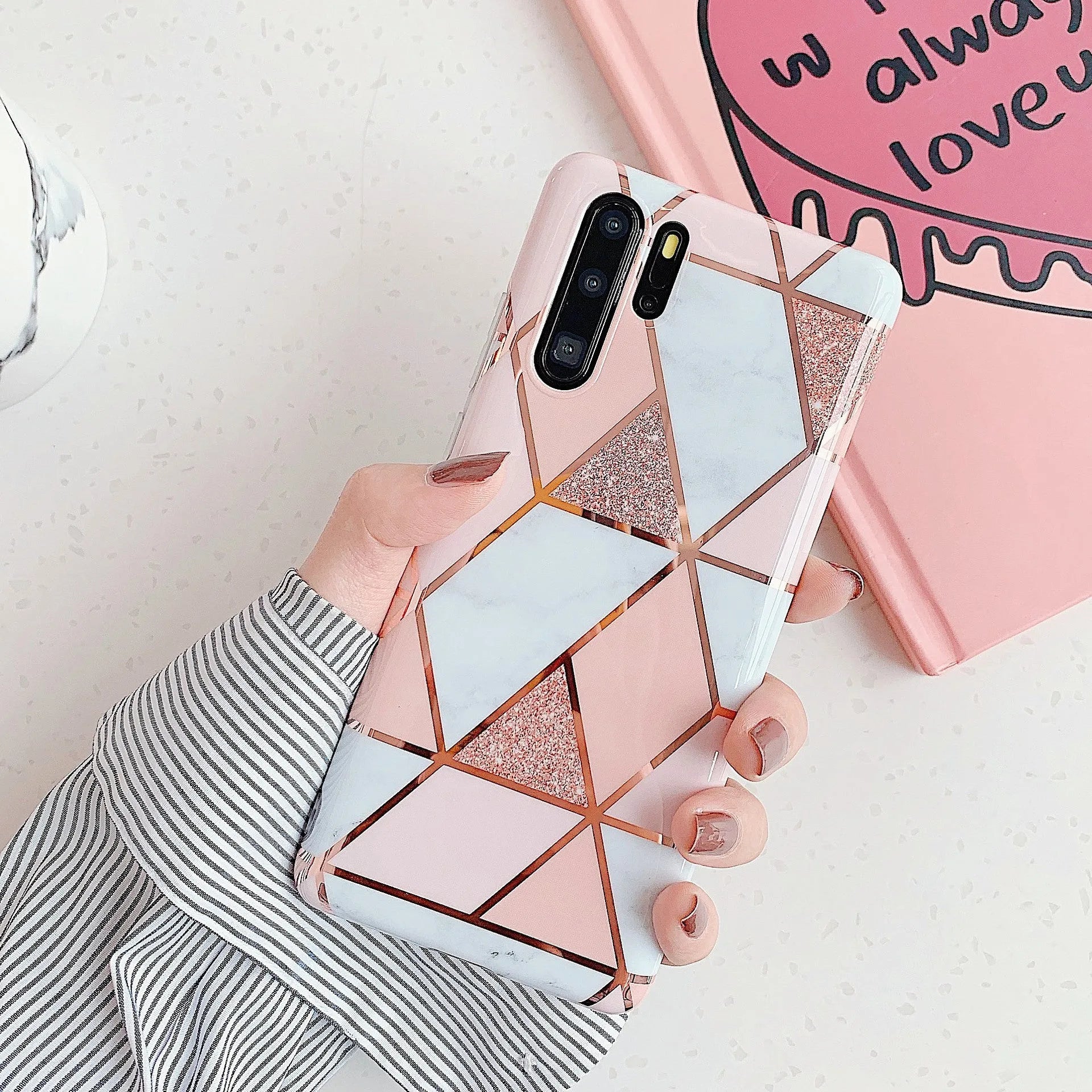 Electroplated marble pattern TPU phone case for Huawei and Samsung smartphones