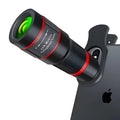 20x magnification mobile phone telephoto lens with universal mounting clip and single eye mask.