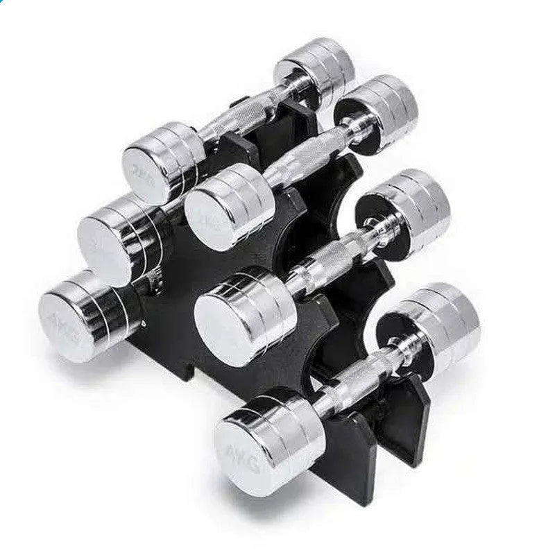 Pure steel 1kg dumbbell with silver electroplated finish and ergonomic handle