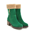 A pair of snow boots with a rubber sole and plush lining, shown in one of four available colours.