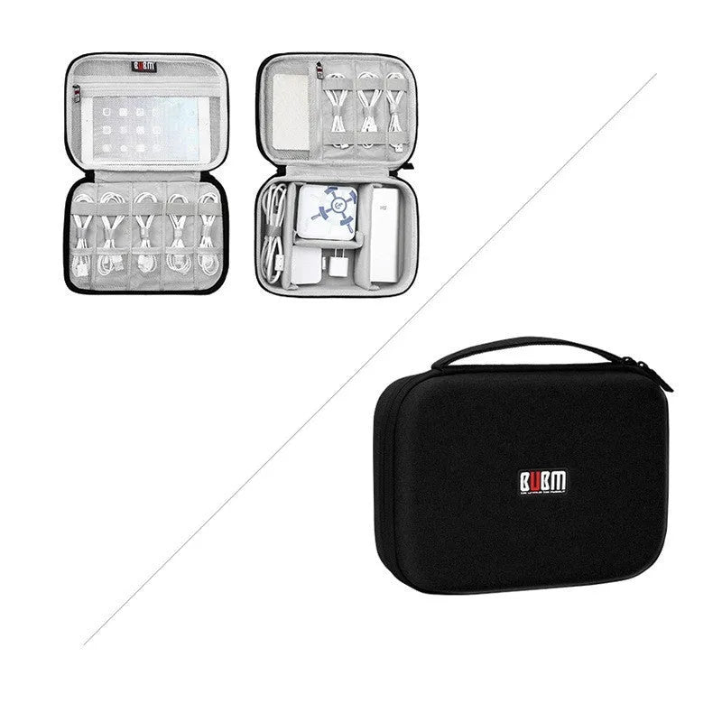 Black EVA digital storage box for organising headphones and electronic accessories