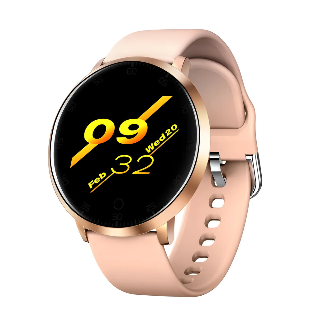 Black ultra-thin waterproof smart health bracelet with 1.3-inch colour touchscreen on a silicone wristband.