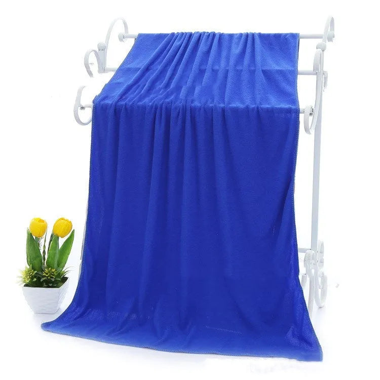 Absorbent microfiber bath towel 70x140cm in Dark Blue colour weft knitted superfine fibre