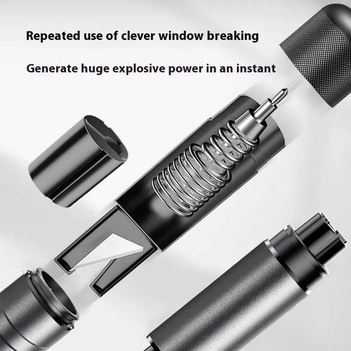 Gun grey aluminium car safety hammer with bearing steel impact head for emergency window breaking