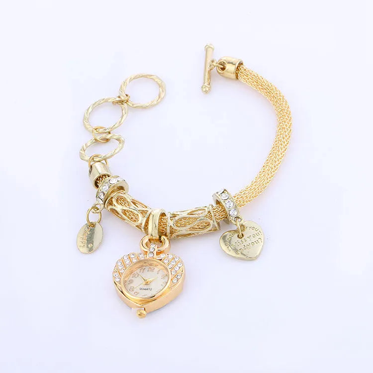 Ladies Love bracelet watch with 2.6cm dial, 23.5cm strap, 50g, in golden or silvery finish