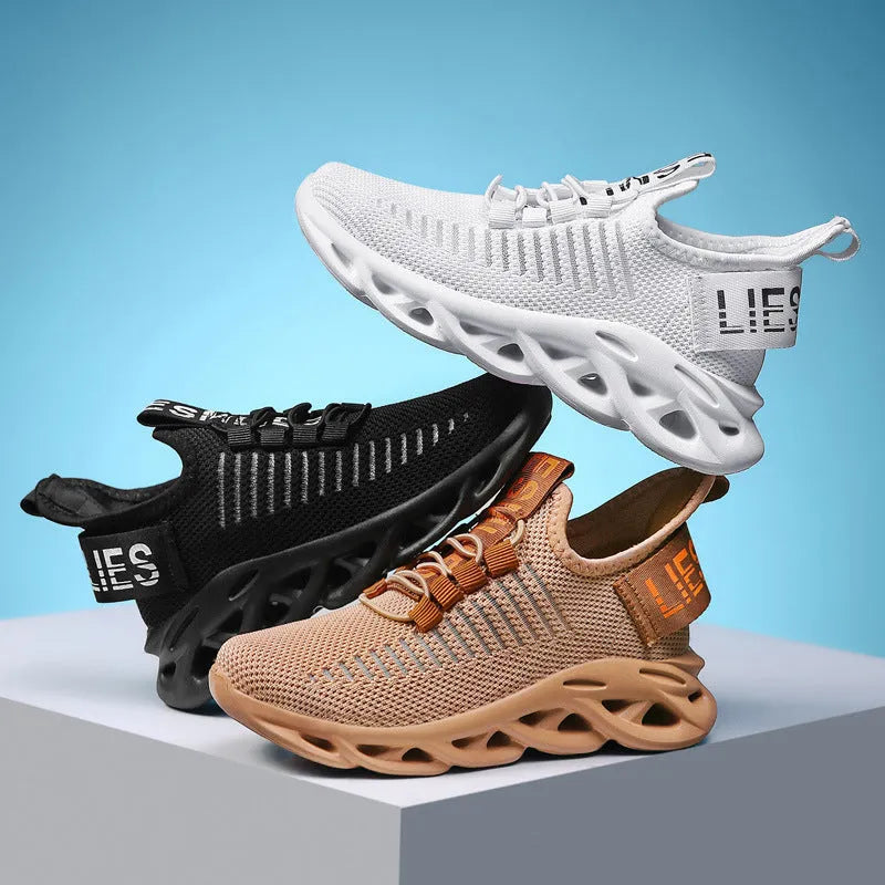 Kids street sneakers with Velcro strap and fabric upper in black, khaki, or white colour options