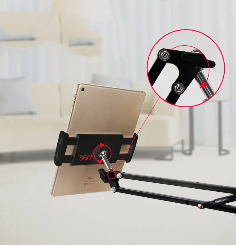 Black adjustable phone and tablet stand measuring 10cm for hands-free device viewing
