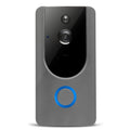Smart WiFi video doorbell camera in gray with 166° wide-angle lens and visual intercom display