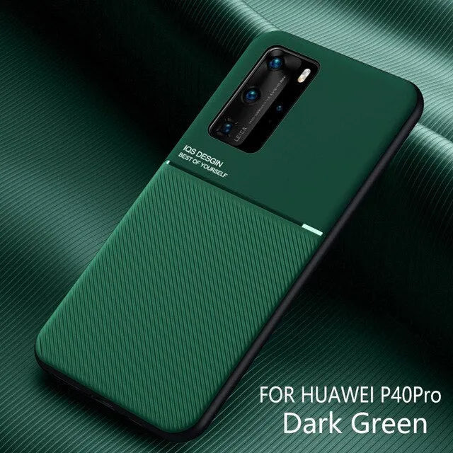 Huawei magnetic friction anti-fall back cover in black with PU leather finish and TPU inner shell for P30 Pro.