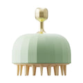 Green pink or white plastic pet bath massage brush with drainage holes and massage nodules, 95mm size.