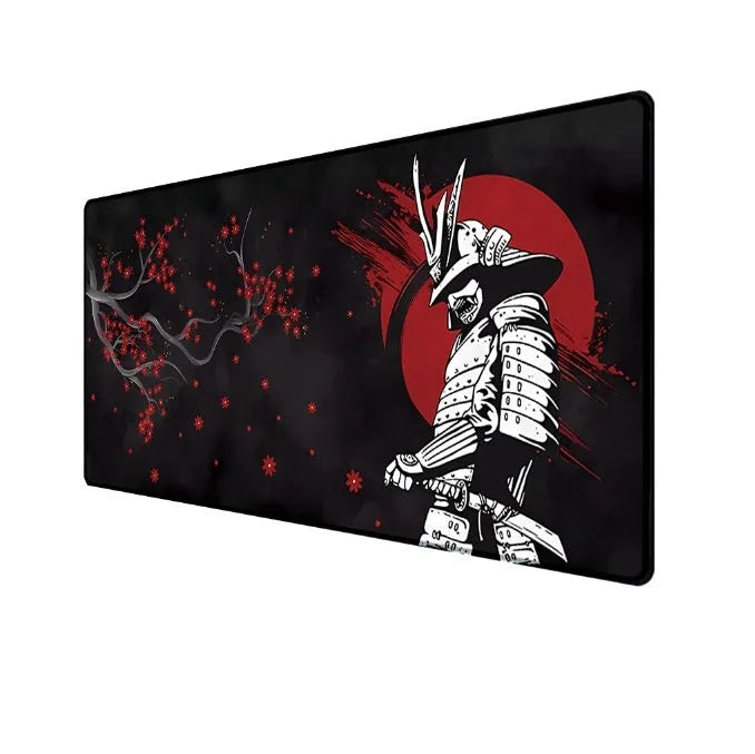 Japanese Samurai design gaming mouse pad with non-slip cloth surface in multiple size options