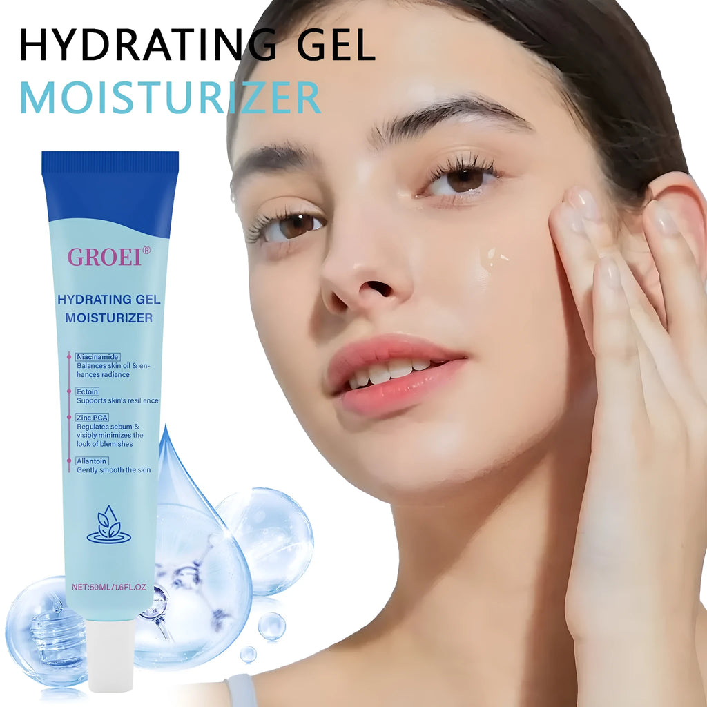 50ml moisturising facial gel with hyaluronic acid in packaging