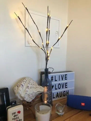 20 LED twig light string, 75cm, five branches, battery operated, for party wedding festival decoration