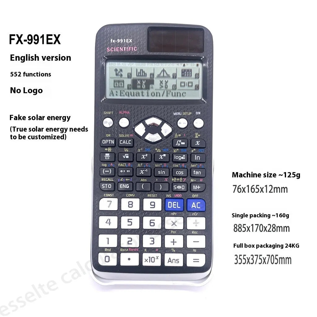 Multi Function Calculator for complex statistics with solar power and natural textbook display