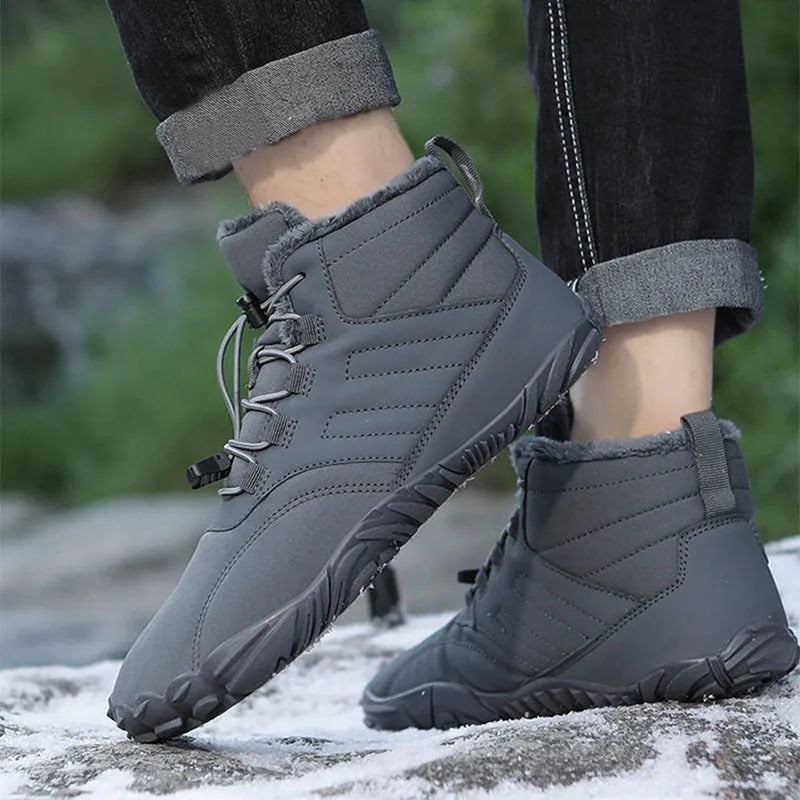 Outdoor sports cotton shoes winter warm slip-on boots Oxford cloth non-slip rubber outsole artificial plush lining colours black blue gray