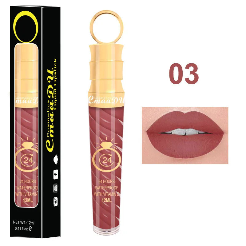 Matte lip gloss 12ml non-stick cup liquid lipstick in metal pearl finish with 20 colour options