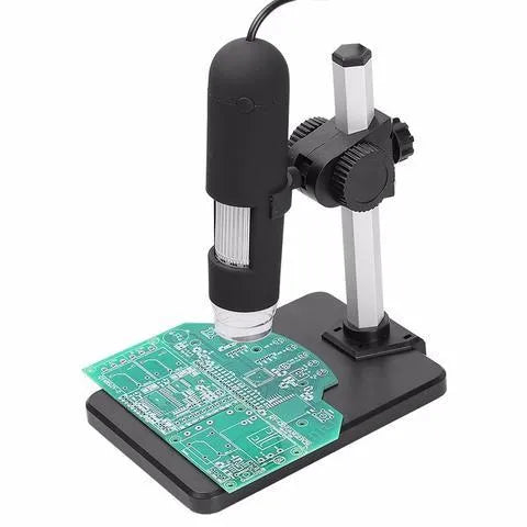 USB microscope camera with 8 LED lights and adjustable illuminator, 1000X magnification, black body