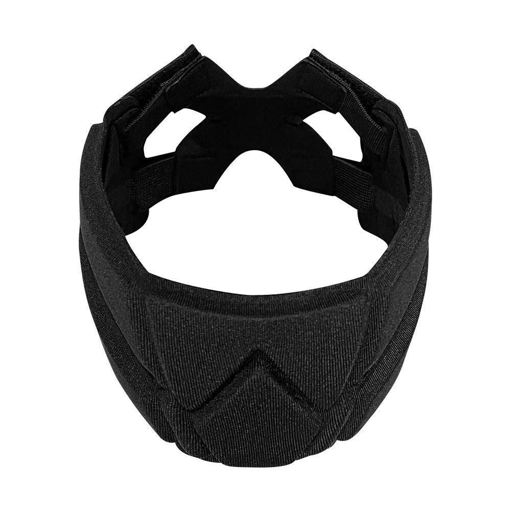Black goalkeeper head protection belt for adults rugby sports protective gear on display