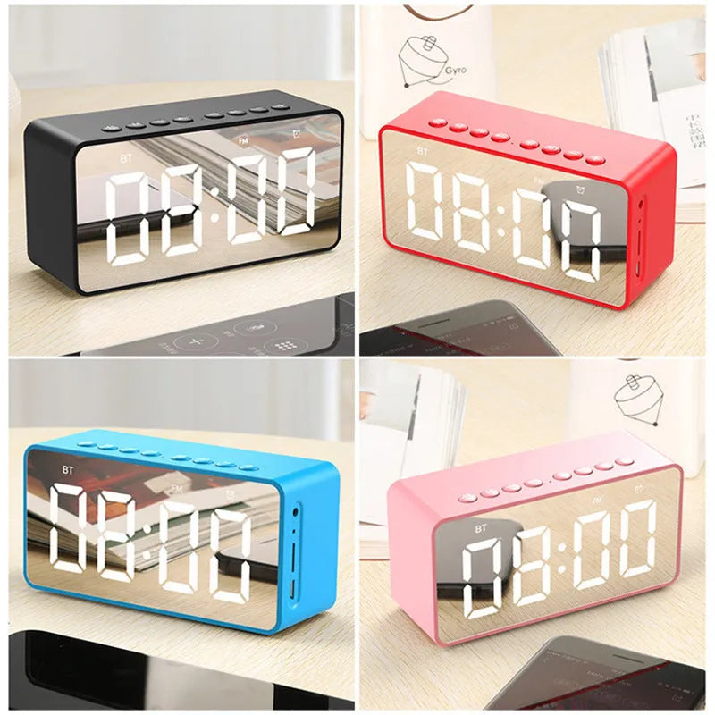 BT506 alarm clock Bluetooth speaker in Black with MicroSD slot and 3.5mm audio input