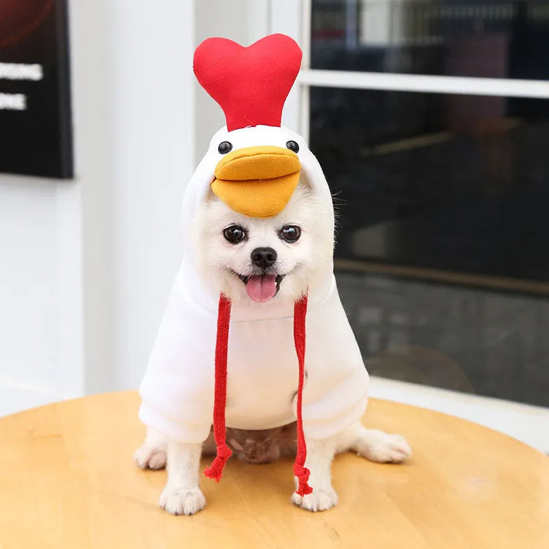 Fruit dog clothes two-legged hooded green fleece outfit for small dogs autumn winter pet sweater