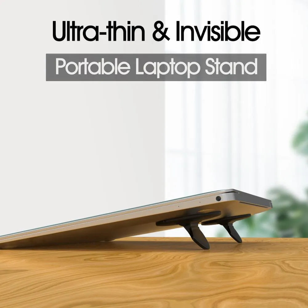 Black adjustable mini invisible ABS laptop stand for iPad and laptop, 2-pack