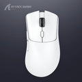 Attack Shark wireless gaming mouse in black, red and white colours showing compact design