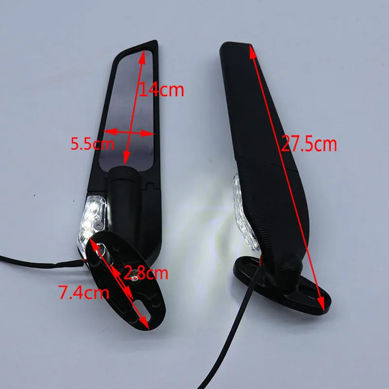 SH-620-5 motorcycle reflector rearview mirror with yellow light, aluminium alloy construction